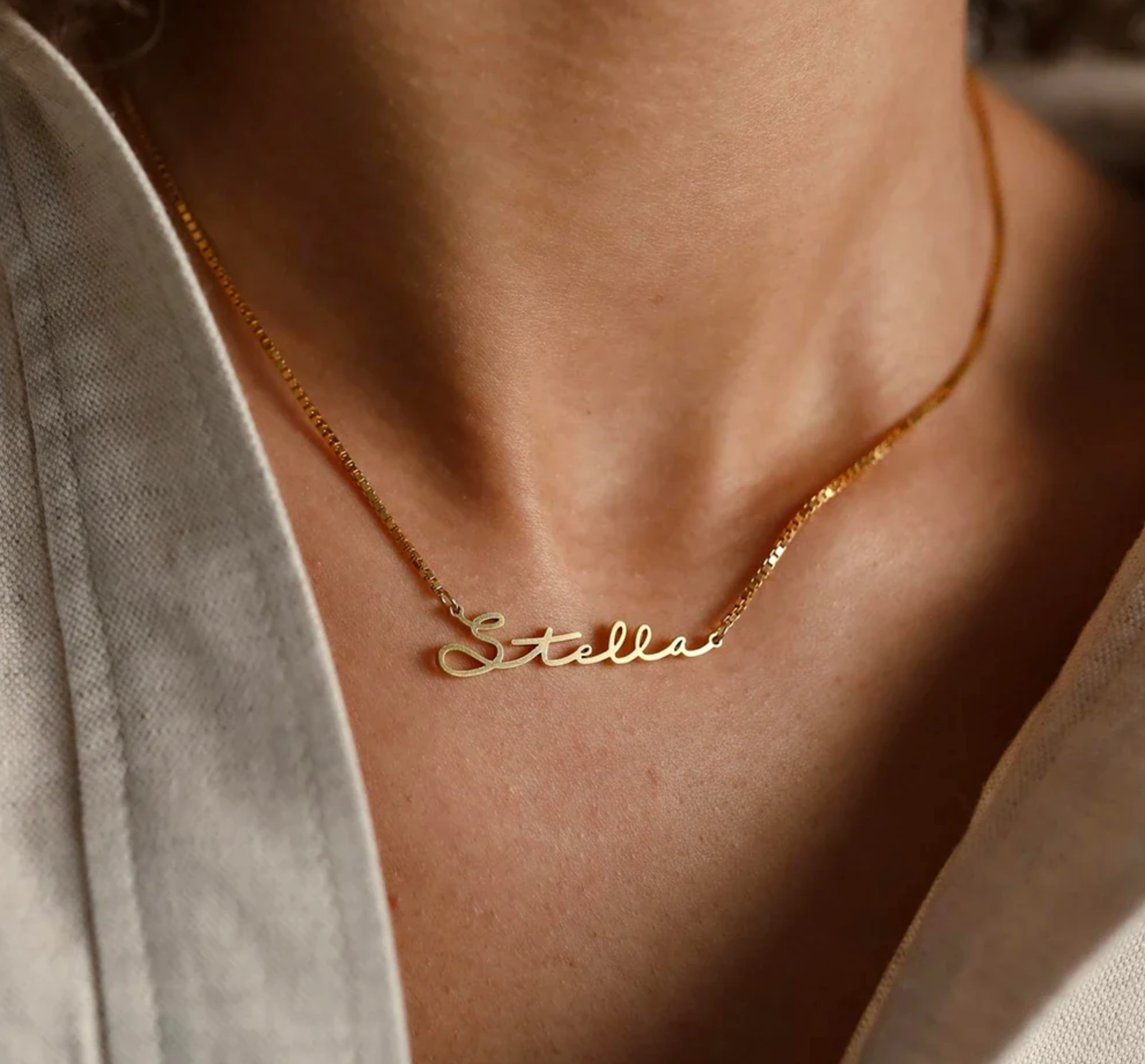 WATERPROOF PERSONALIZED NECKLACE • GOLD CHAIN • STAINLESS STEEL