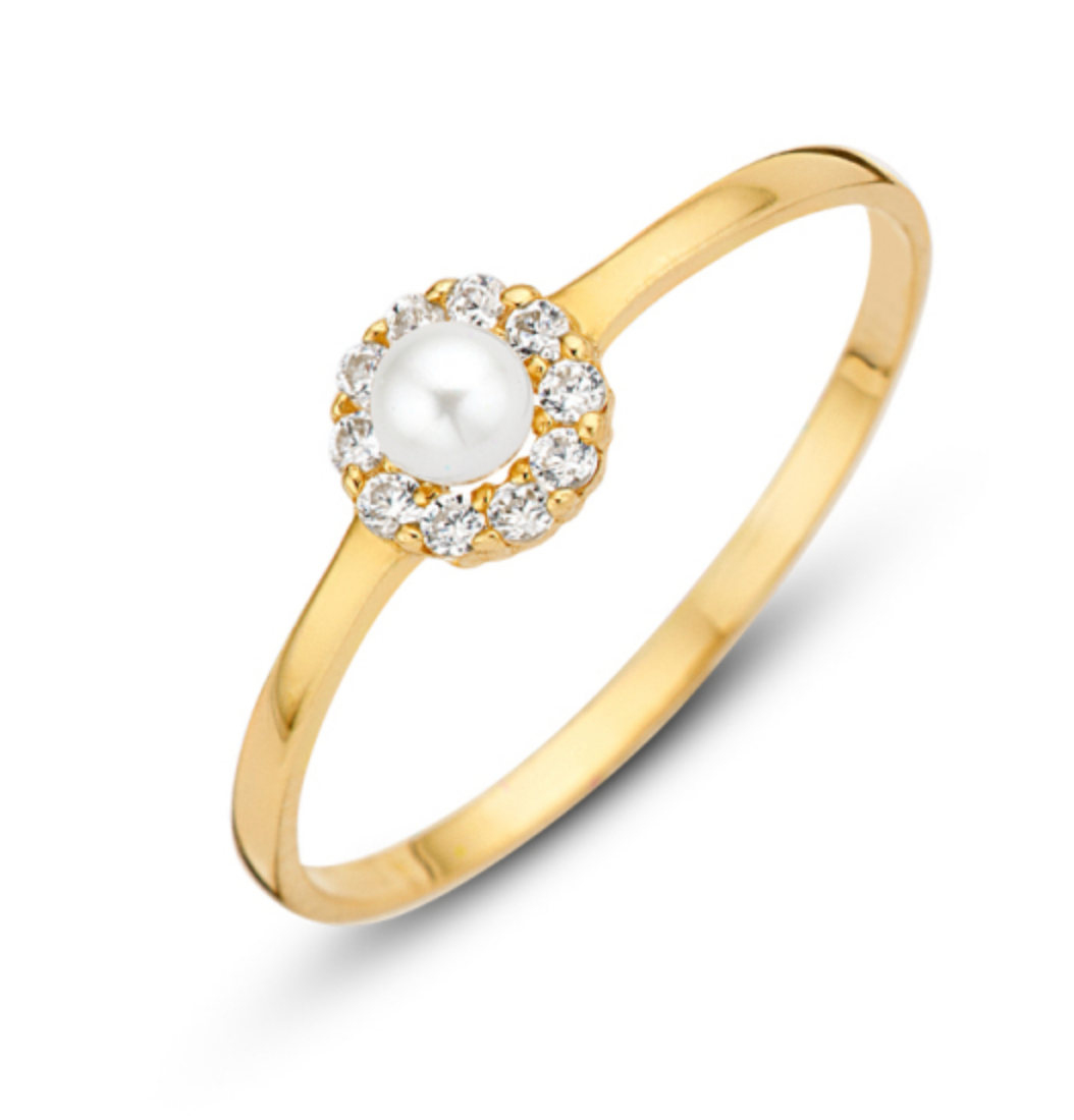 Ring Süßwasserperle und Zirkonia 585 Gold