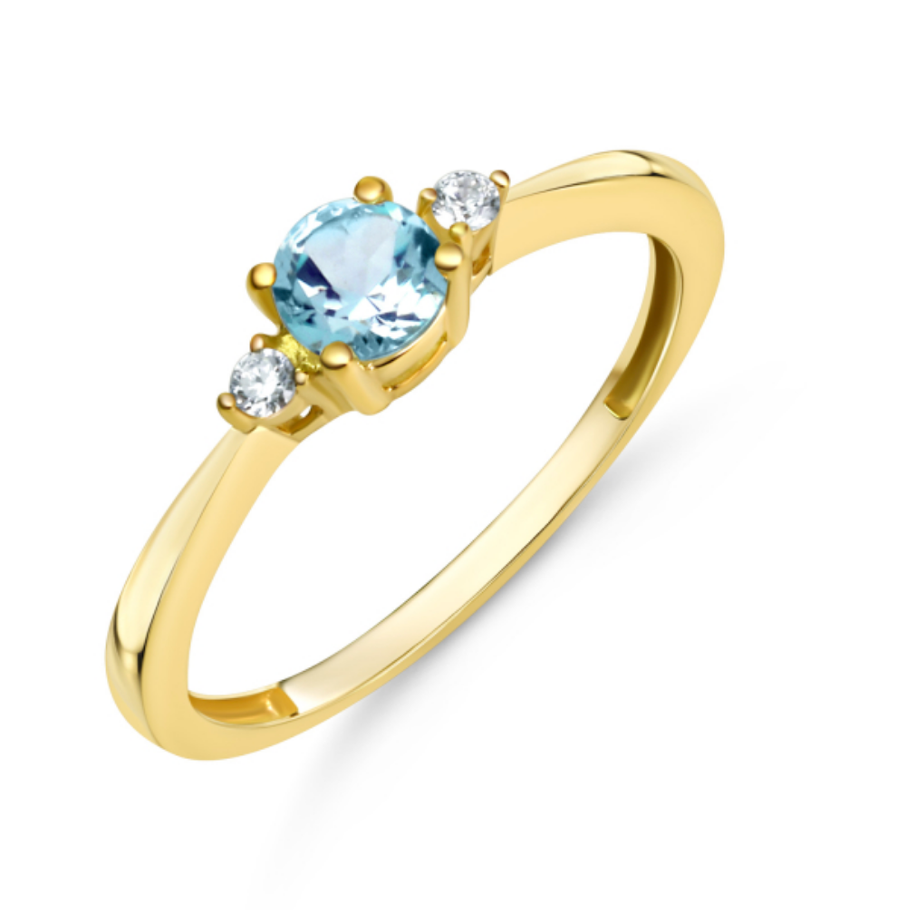 Ring Blautopas und Zirkonia 333 Gold