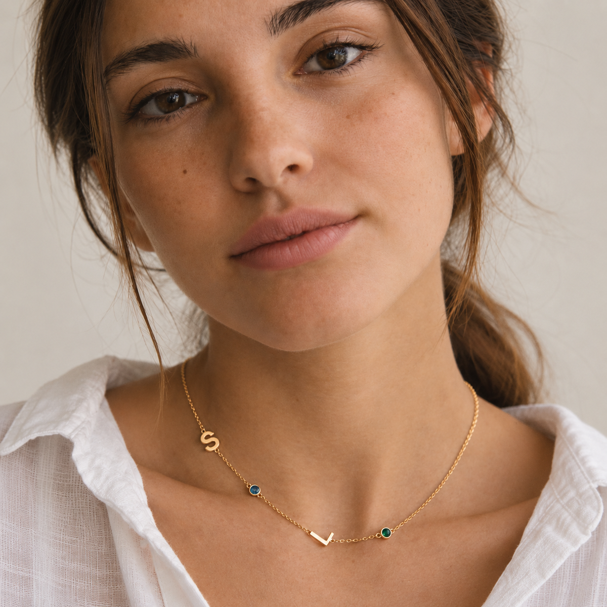 Letter & Birthstone Necklace - Fine