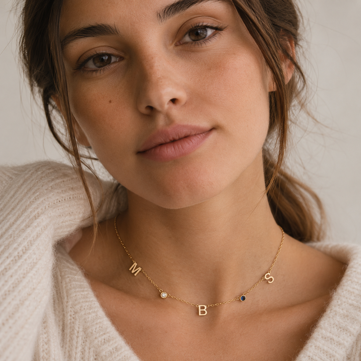 Initial & Birthstone Necklace - Classic