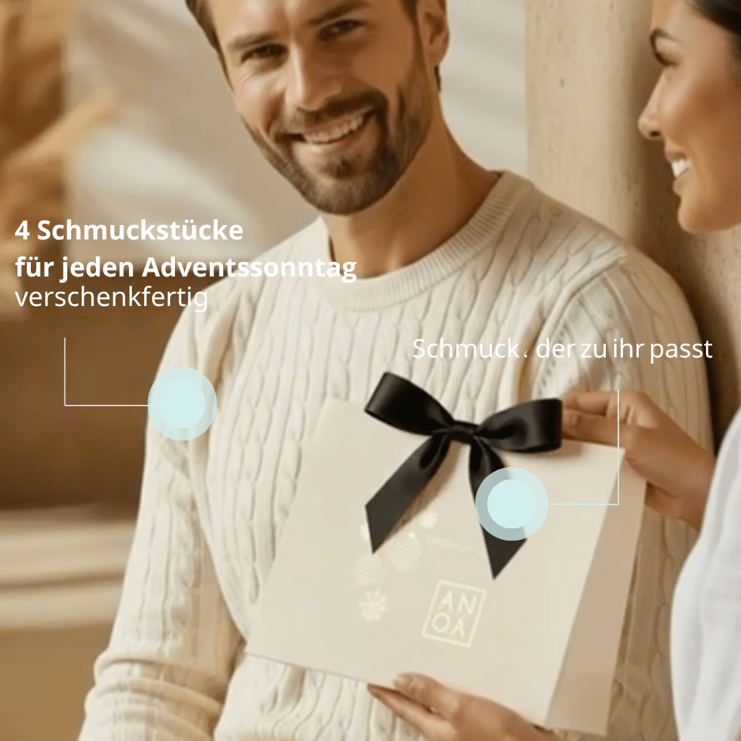 Anoa Adventskalender Schmuck 2025 - 4 Schmuckstücke (Für jeden Sonntag im Advent) - AnoaShop