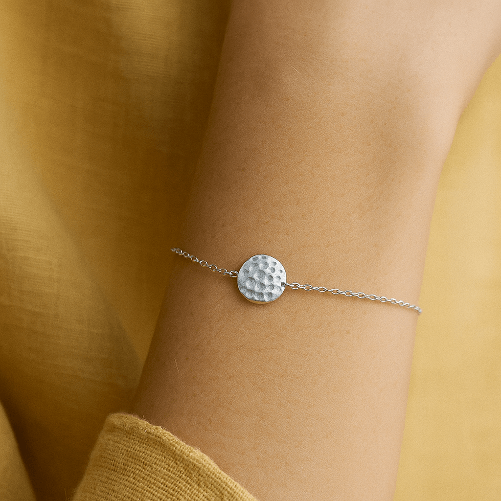 Armband gehämmertes Plättchen Edelstahl - AnoaShop