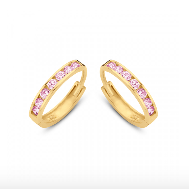 Creolen 14 rosa Zirkonia Gold 585 Gold - AnoaShop