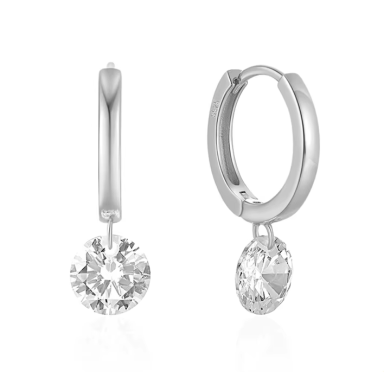 Creolen Ohrhänger mit Zirkonia Stein 925 Sterling Silber - AnoaShop