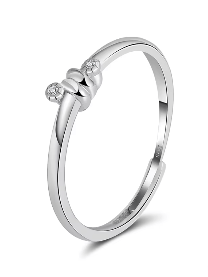 Filigraner Ring mit kleinen Zirkonia Steinen 925 Sterling Silber - AnoaShop