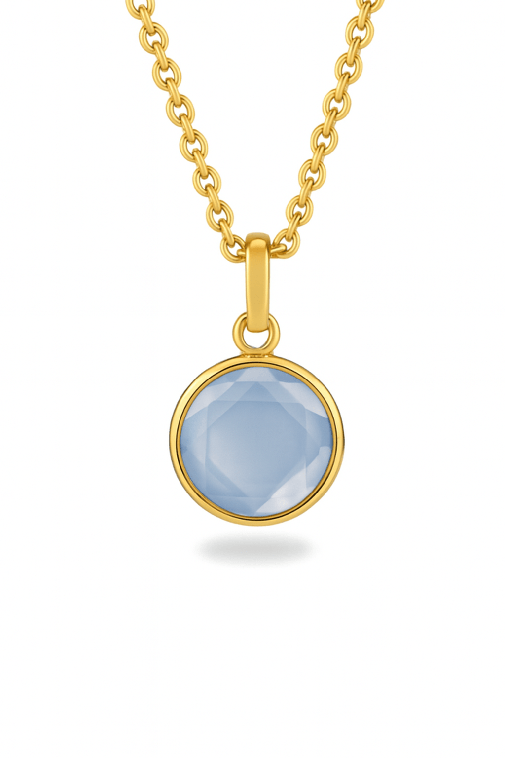 Halskette Anhänger Blauer Kristall 333 Gold - AnoaShop