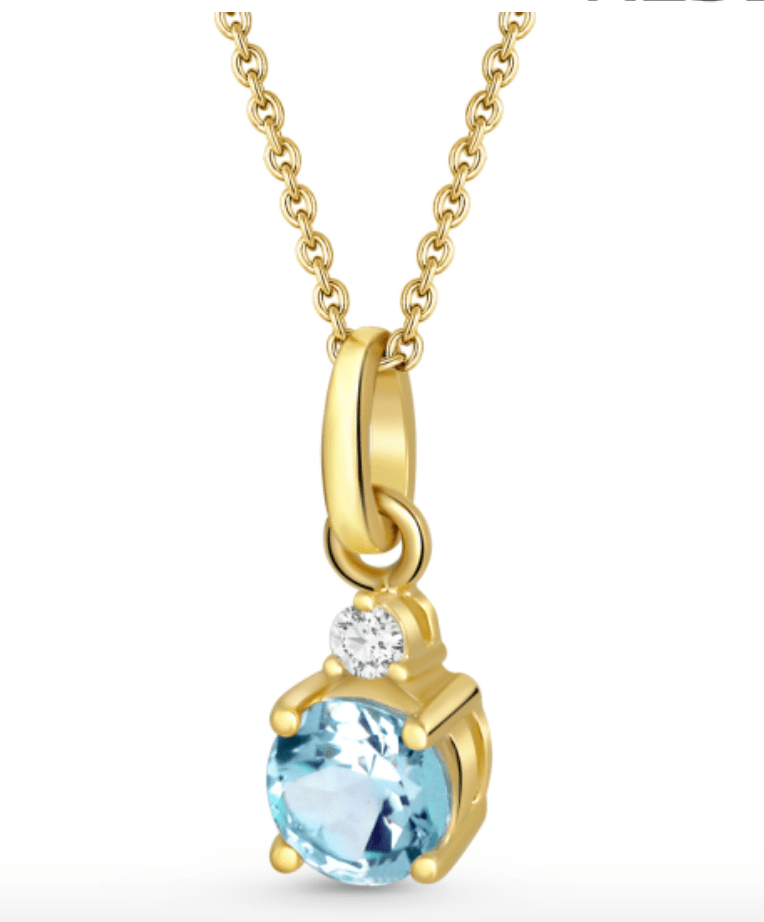 Halskette Anhänger Blautopas und Zirkonia 333 Gold - AnoaShop