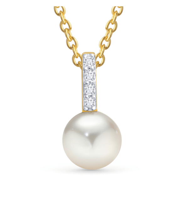 Halskette Anhänger Süßwasserperle und Zirkonia 333 Gold - AnoaShop