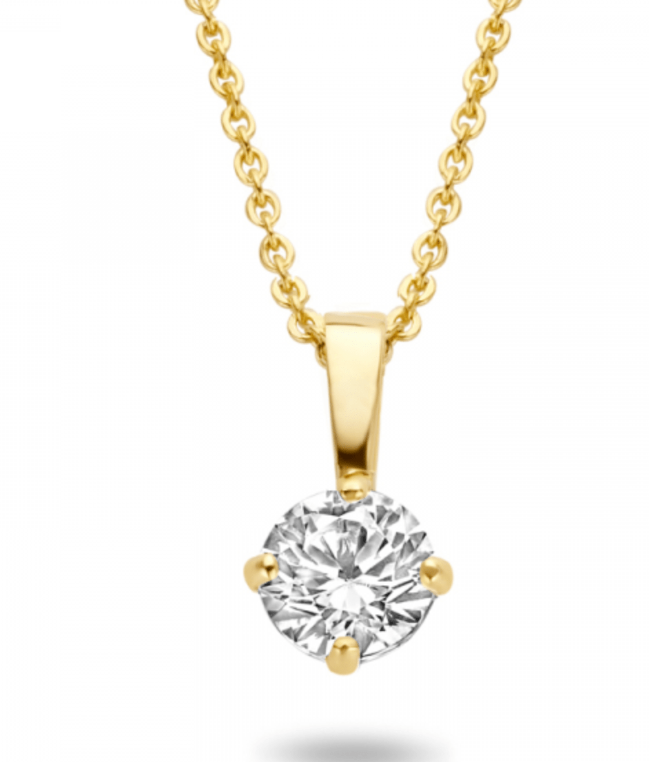 Halskette Anhänger Zirkonia 4 mm 585 Gold - AnoaShop