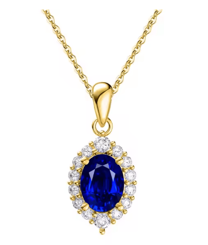Halskette mit blauem Ovalstein 925 Sterling Silber - AnoaShop