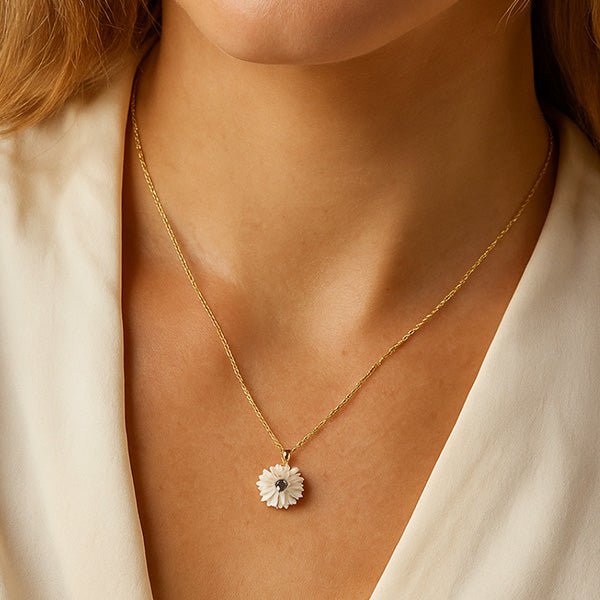 Halskette mit Blume 925 Sterling Silber - AnoaShop