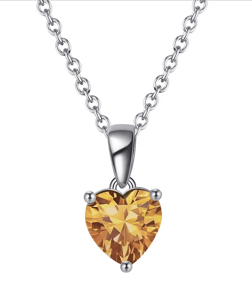 Halskette mit champagnerfarbenem Herz 925 Sterling Silber - AnoaShop