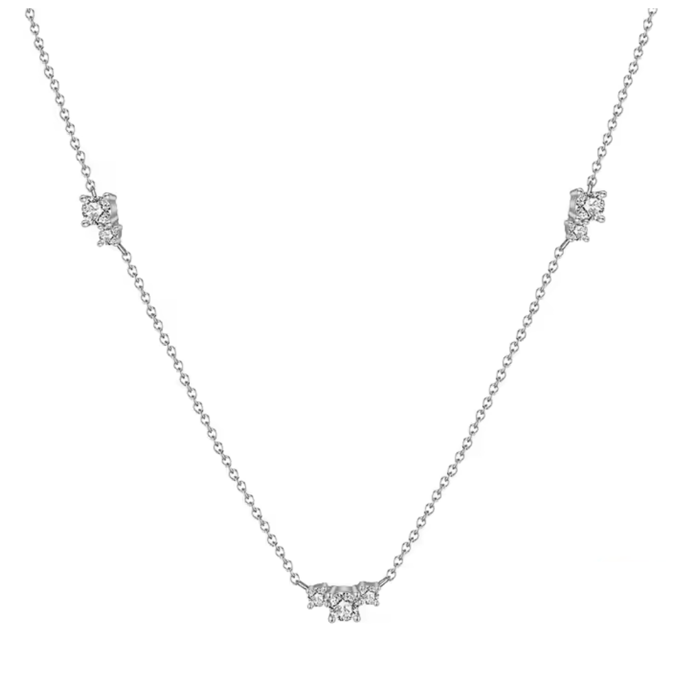 Halskette mit drei Steinen 925 Sterling Silber - AnoaShop
