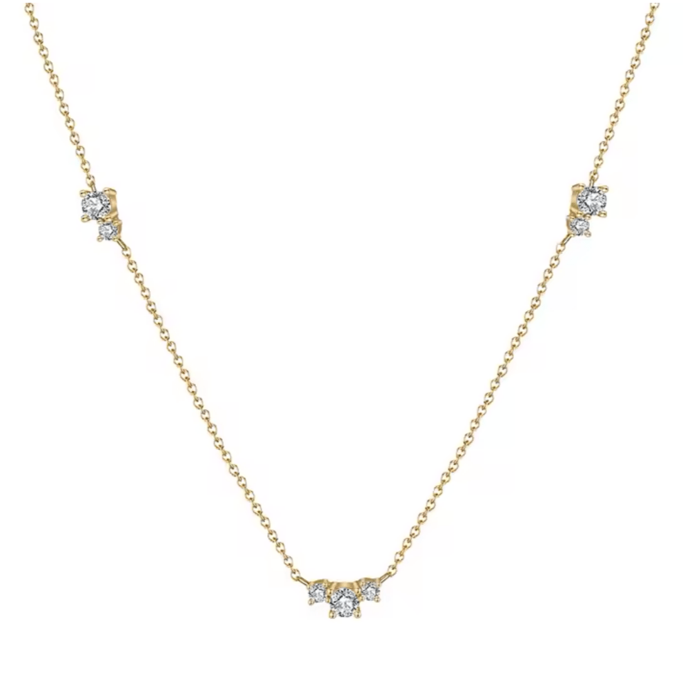 Halskette mit drei Steinen 925 Sterling Silber - AnoaShop