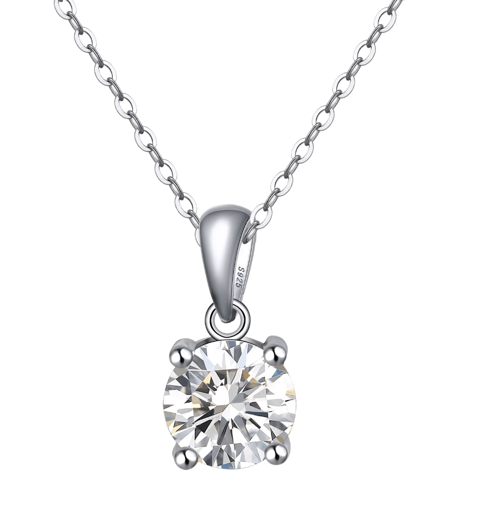 Halskette mit kristallklarem Stein 925 Sterling Silber - AnoaShop
