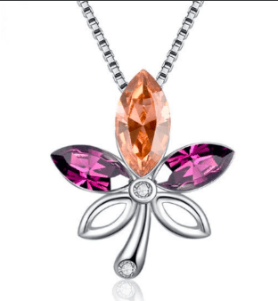 Halskette mit Swarovski Kristall 925 Sterling Silber - AnoaShop