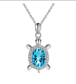 Halskette mit Swarovski Kristall Schildkröte 925 Sterling Silber - AnoaShop