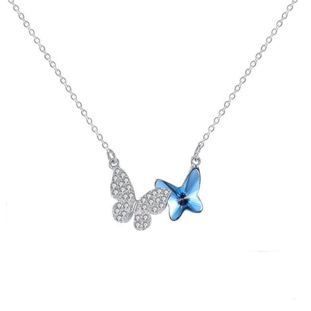 Halskette mit Swarovski Kristall Schmetterlinge 925 Sterling Silber - AnoaShop