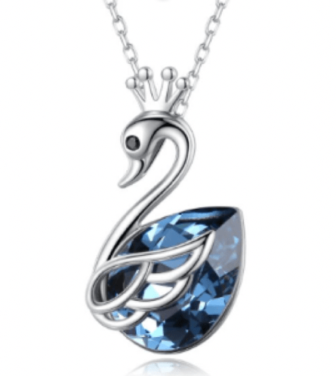 Halskette mit Swarovski Kristall Schwan 925 Sterling Silber - AnoaShop