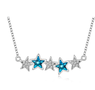 Halskette mit Swarovski Kristall Sterne 925 Sterling Silber - AnoaShop