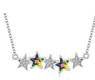 Halskette mit Swarovski Kristall Sterne 925 Sterling Silber - AnoaShop