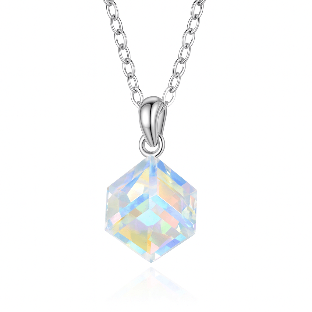 Halskette mit Swarovski Kristall Würfel 925 Sterling Silber - AnoaShop