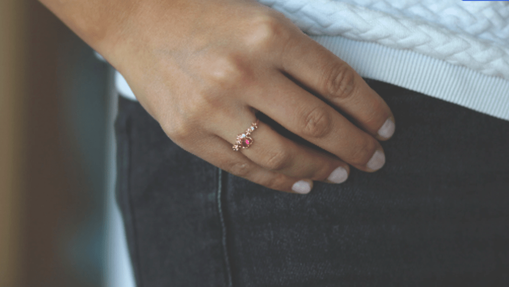 Heart Ring • Red Heart Ring • Flower Ring • Ring in Rose Gold - AnoaShop