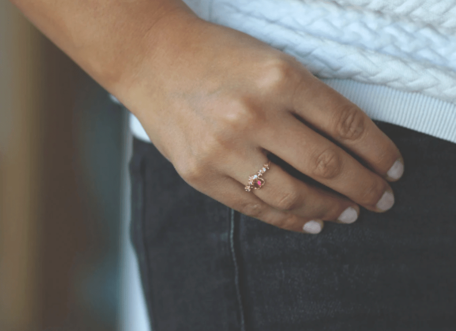 Heart Ring • Red Heart Ring • Ring in Rose Gold - AnoaShop