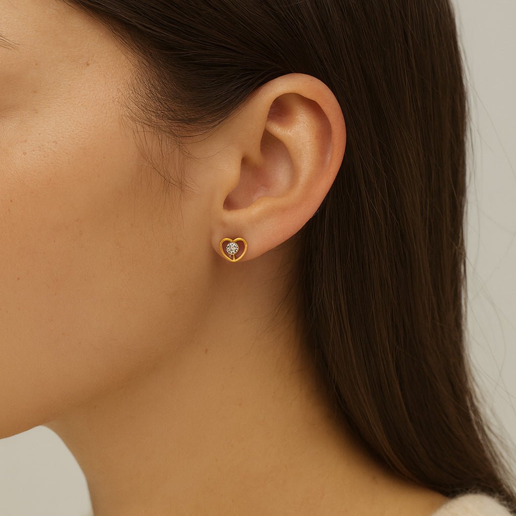 Herz Ohrstecker mit kristallklarem Zirkonia Stein 925 Sterling Silber - AnoaShop