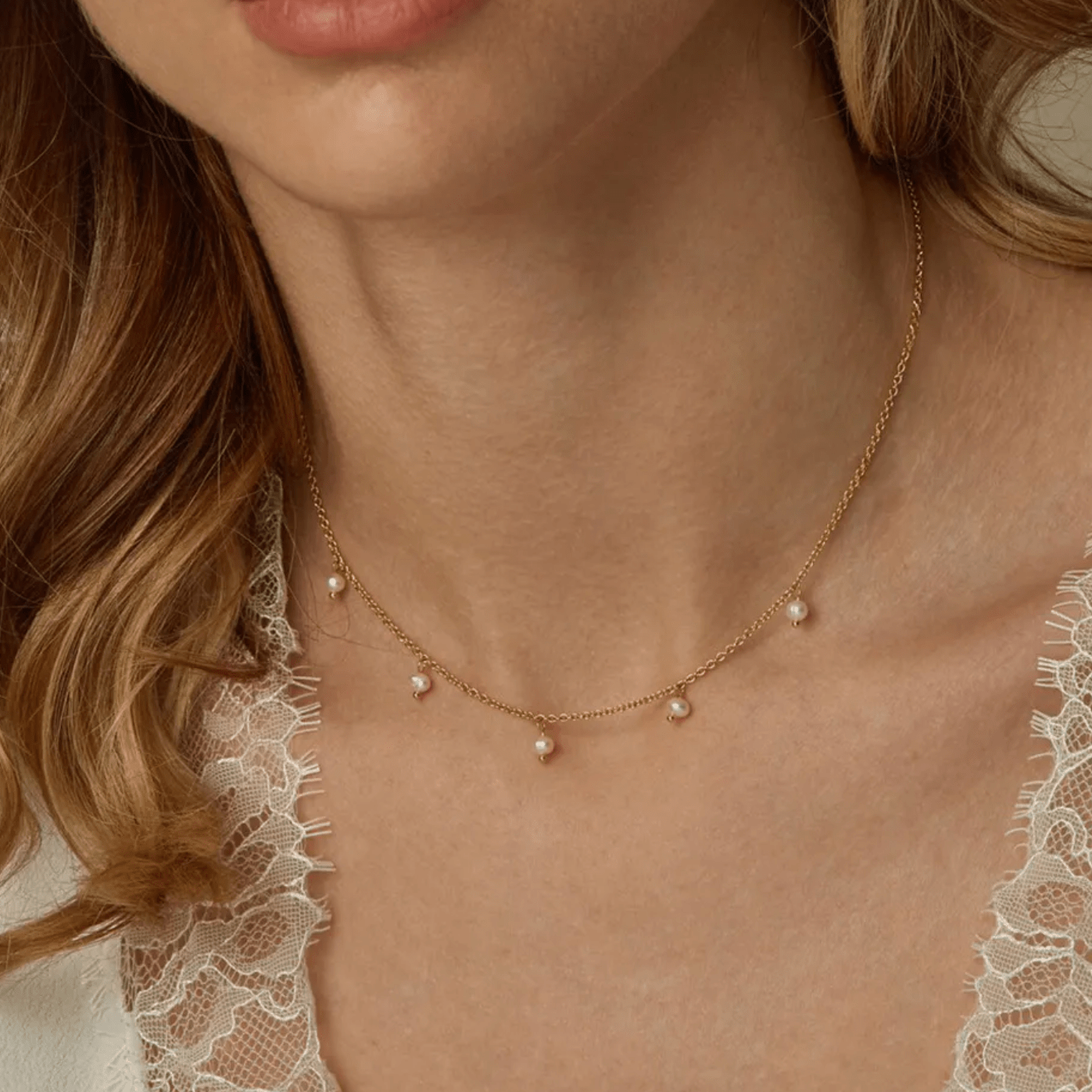 Necklace with small freshwater pearls stainless steel - AnoaShop