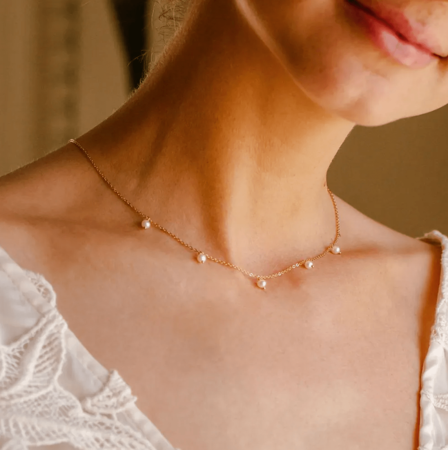 Kette mit kleinen Süßwasserperlen Edelstahl - AnoaShop