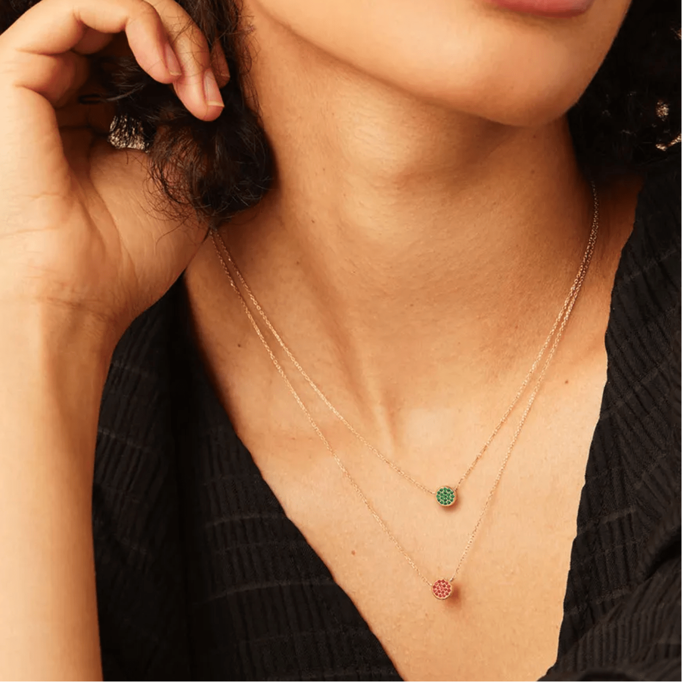 Kette mit Steinchen Edelstahl - AnoaShop