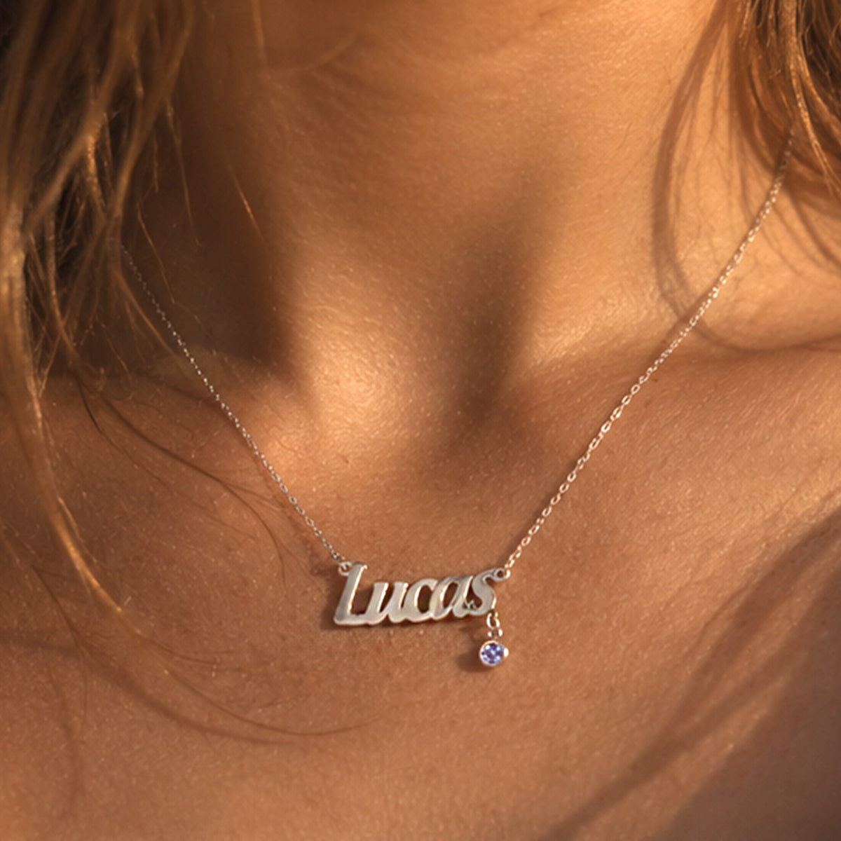 Name Necklace Birthstone - Fine
