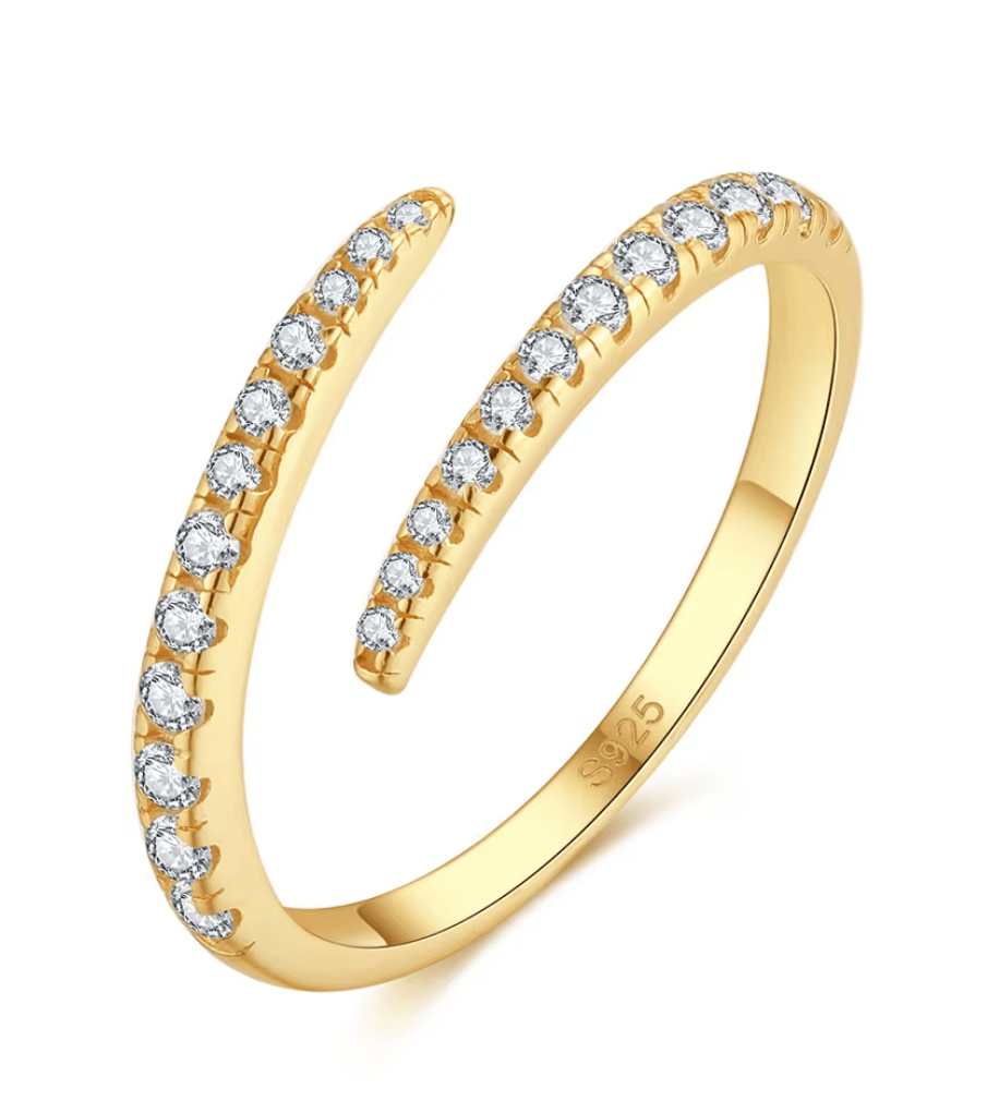 Offener Ring mit Zirkonia Steinen 925 Sterling Silber - AnoaShop