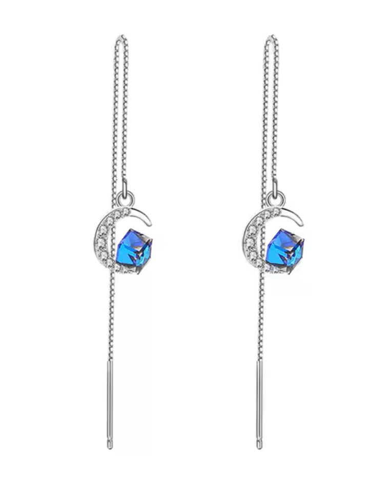 Ohrhänger mit blauen Swarovski Kristallen 925 Sterling Silber - AnoaShop