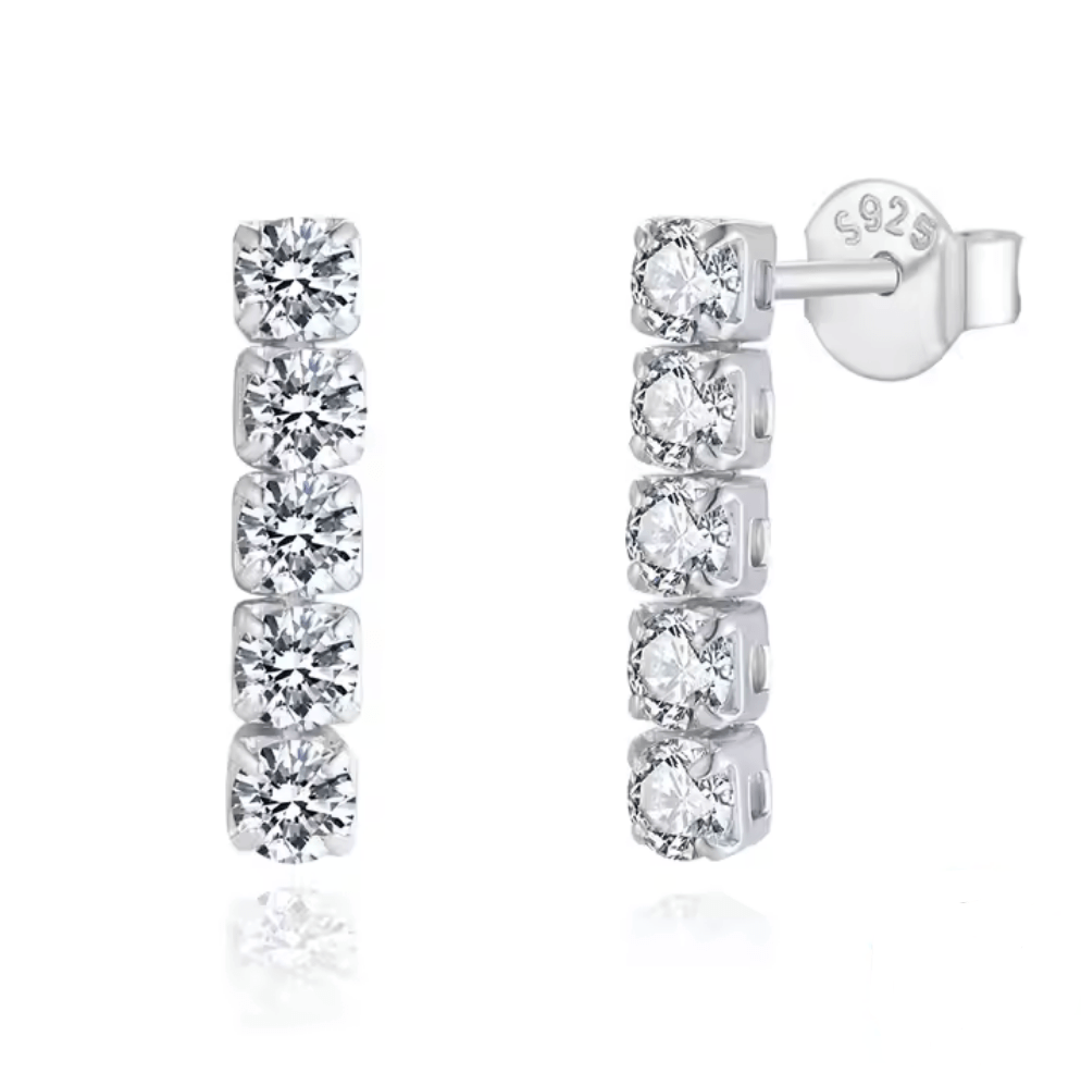 Ohrstecker in Stiftform mit Zirkonia Steinen 925 Sterling Silber - AnoaShop