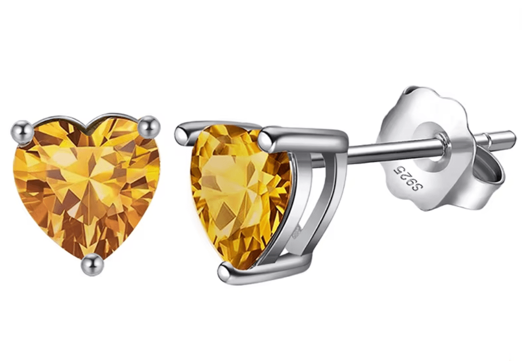 Ohrstecker mit champagnerfarbenen Zirkonia Herz 925 Sterling Silber - AnoaShop