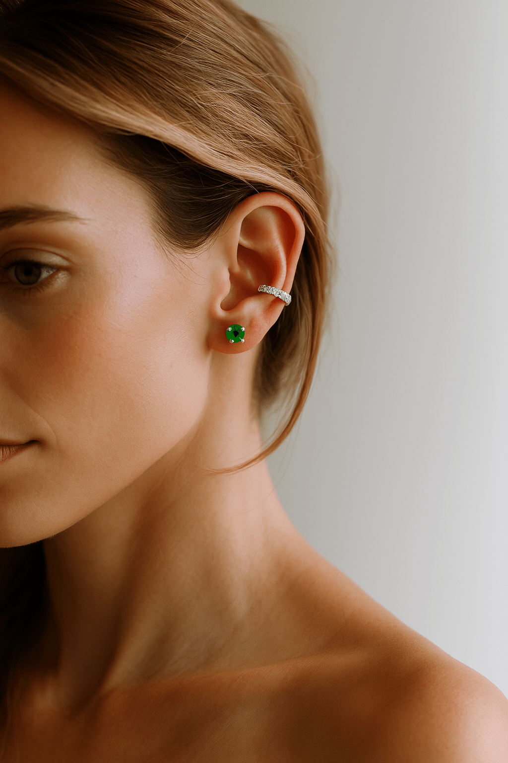 Ohrstecker mit rundem Zirkonia Stein 925 Sterling Silber - AnoaShop