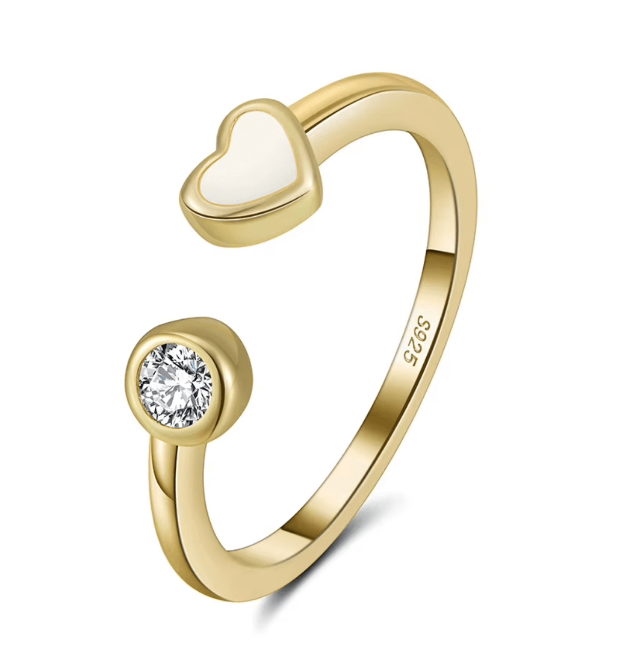 Ring mit Zirkonia Stein und Herz 925 Sterling Silber - AnoaShop