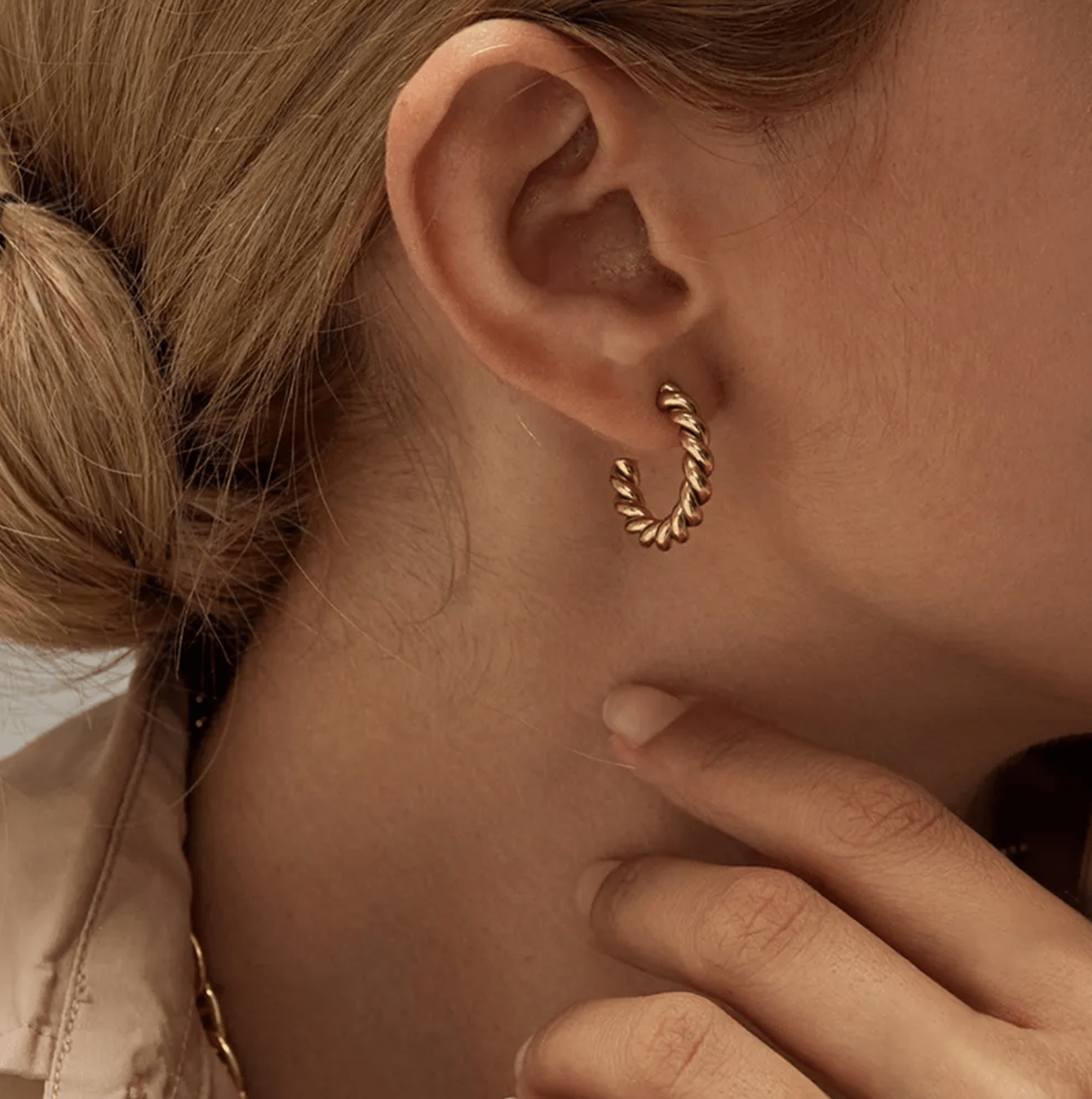 Vintage Croissant Stainless Steel Hoop Earring - AnoaShop