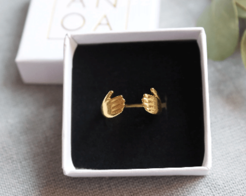 Waterproof Bestseller Cute hand ring • Big hug • Gold ring • Dainty Ring • friendship • lovely jewelry - AnoaShop