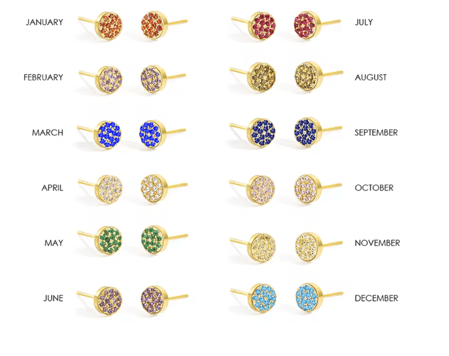 Waterproof birthstone earring - Gold Silver - stainless steel - AnoaShop