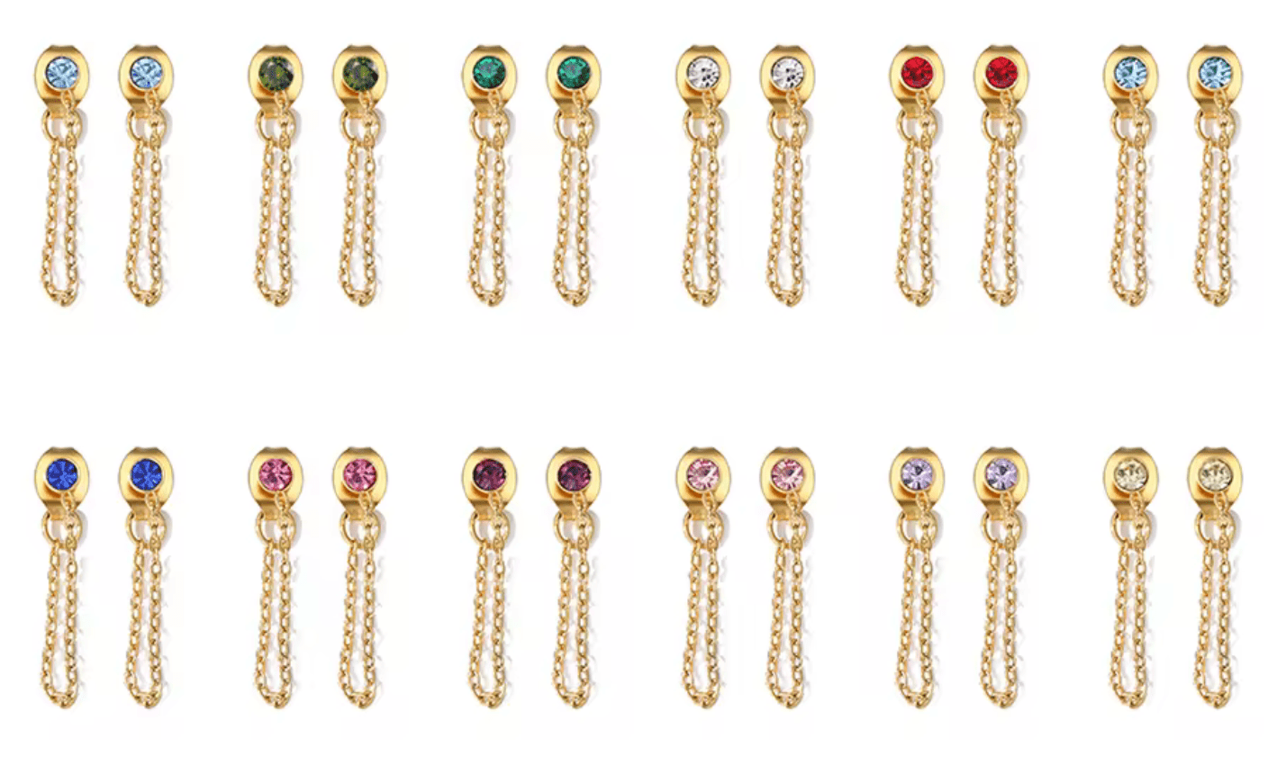 Waterproof birthstone earstud - Gold Silver - stainless steel - AnoaShop