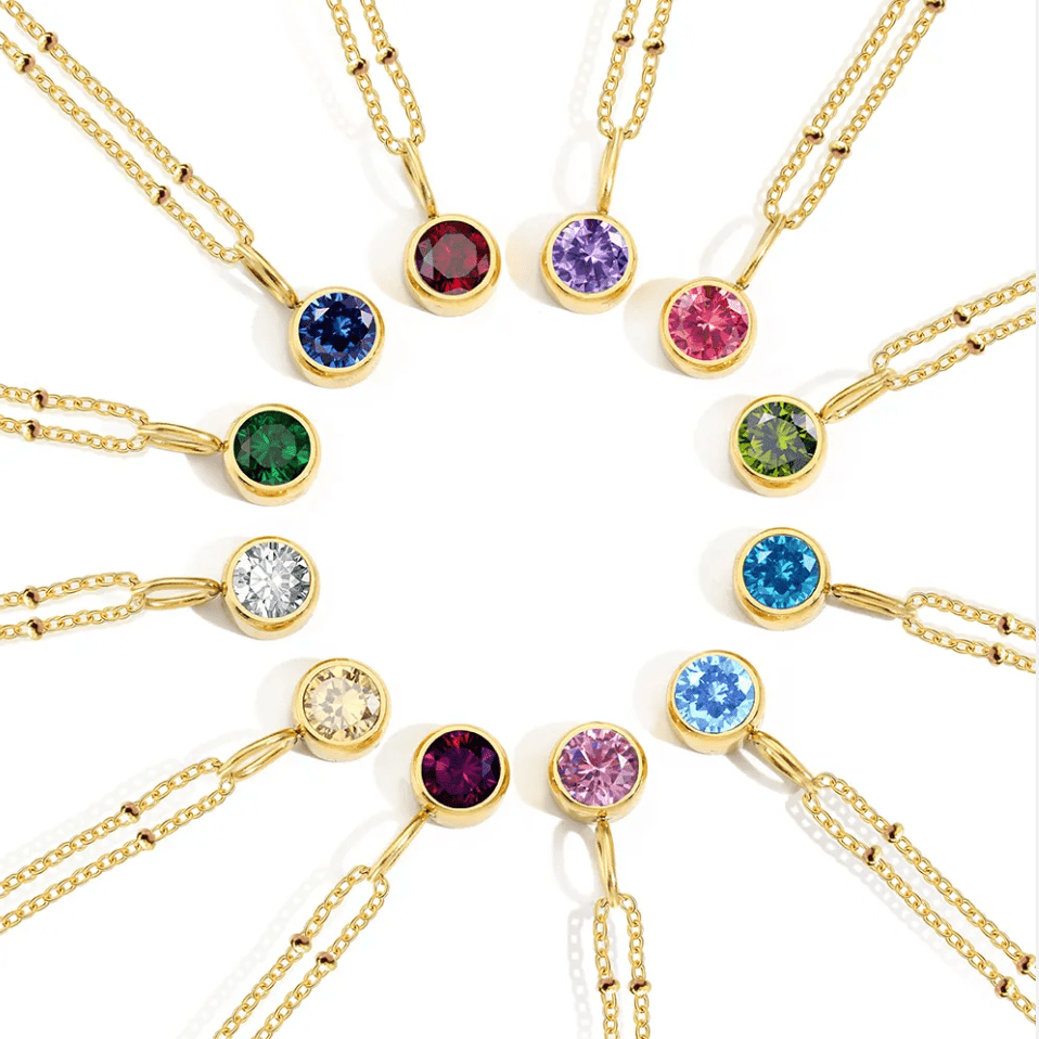 Waterproof birthstone necklace - Gold chain - stainless steel - AnoaShop