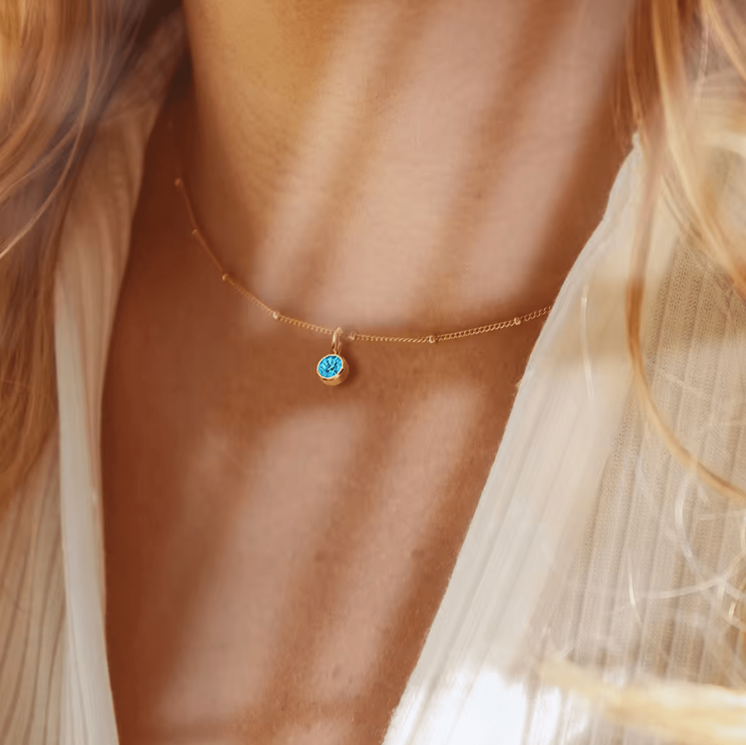 Waterproof birthstone necklace - Gold chain - stainless steel - AnoaShop