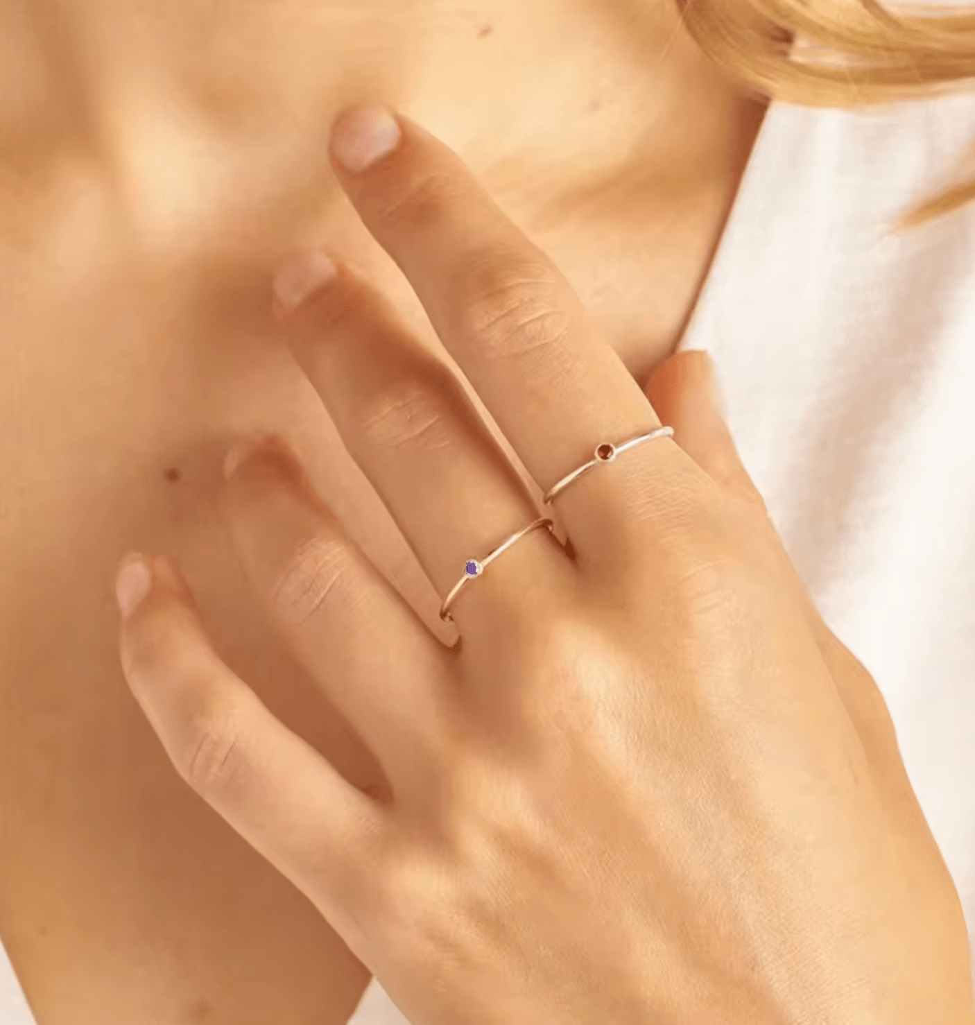 Waterproof birthstone ring - Gold Silver - stainless steel - AnoaShop