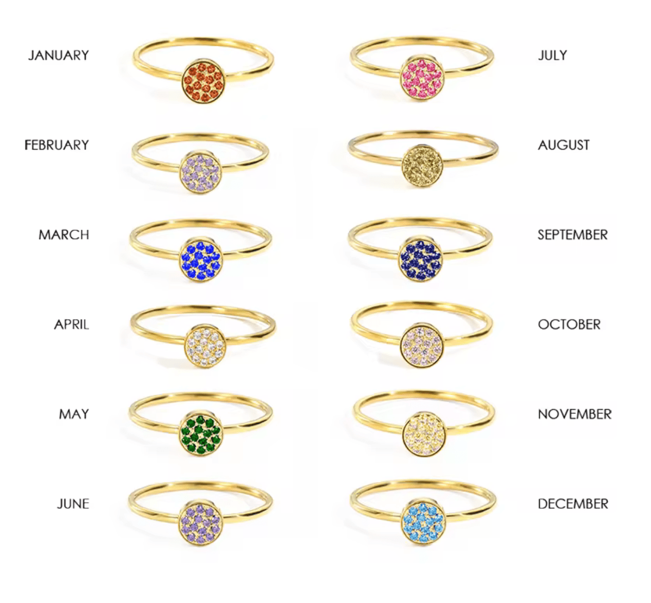 Waterproof birthstone ring - Gold Silver - stainless steel - AnoaShop