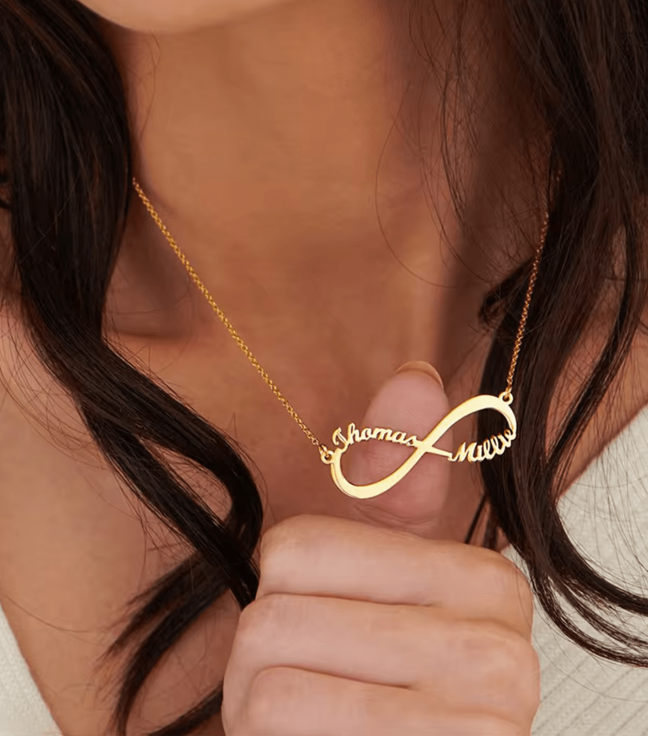 WATERPROOF INFINITE PERSONALIZED NECKLACE - GOLD SILVER CHAIN - STAINLESS STEEL - AnoaShop