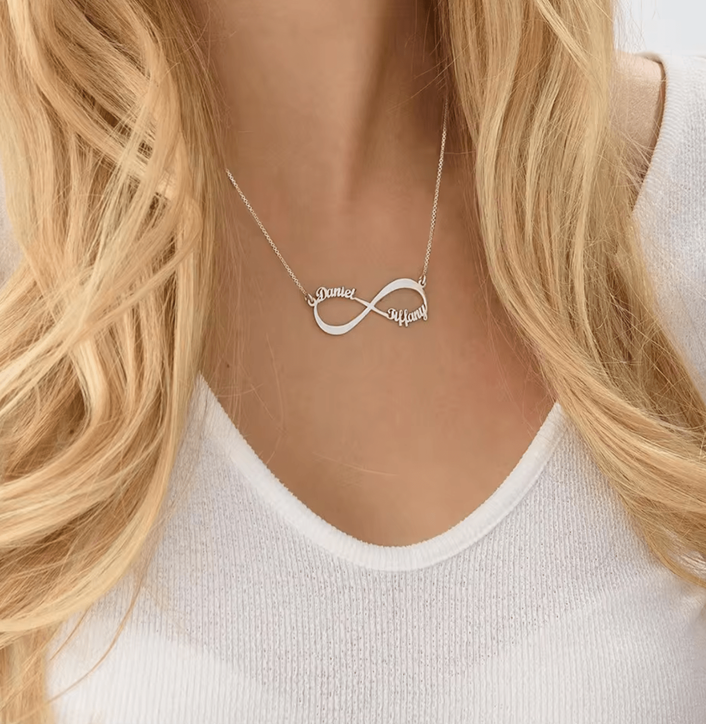 WATERPROOF INFINITE PERSONALIZED NECKLACE - GOLD SILVER CHAIN - STAINLESS STEEL - AnoaShop